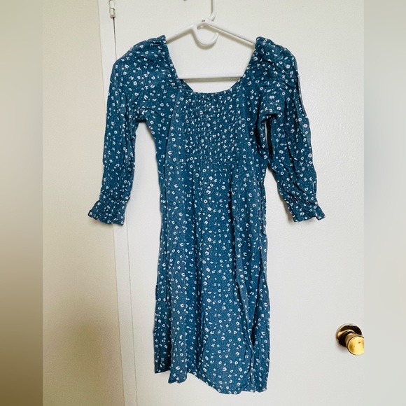 Teal Tiered Floral Dress - Picture 2 of 2